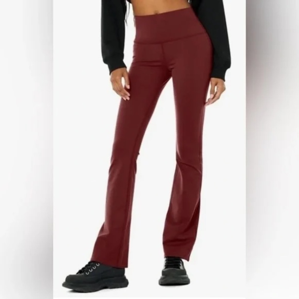 ALO Yoga Women's High-Rise Flared Leggings in Burgundy